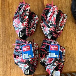 (4) Rawlings Kids Baseball Gloves bundle